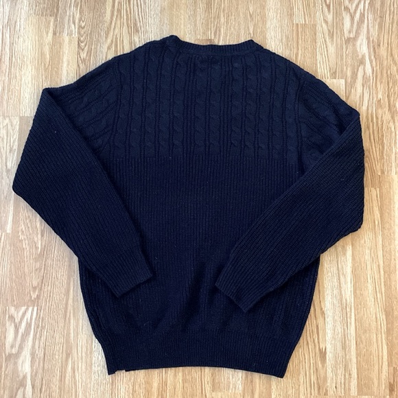 5 for $25! Mens Black Cable Knit Sweater - Picture 3 of 3